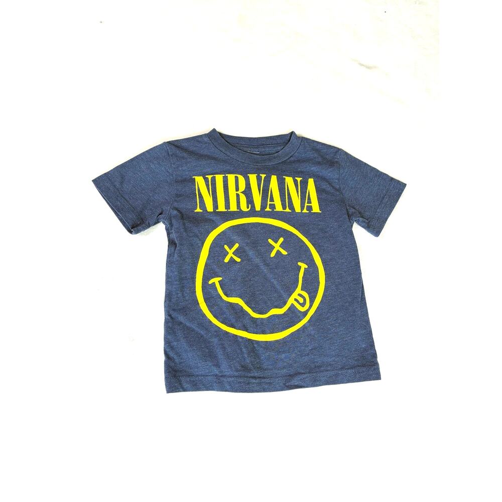 Nirvana Smiley Face T Shirt Kids 18M Blue Grunge Band Tee